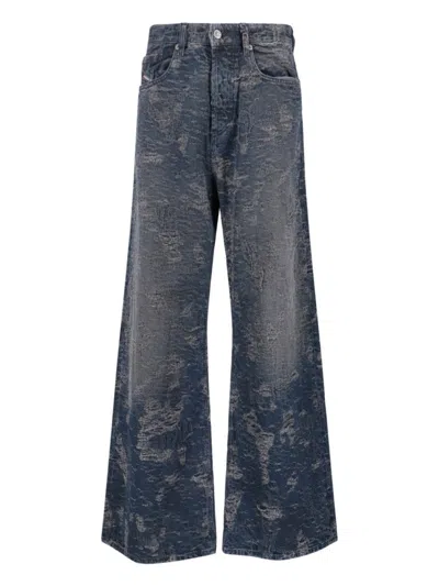 DIESEL WIDE-LEG JEANS WITH DISTRESSED TEXTURE