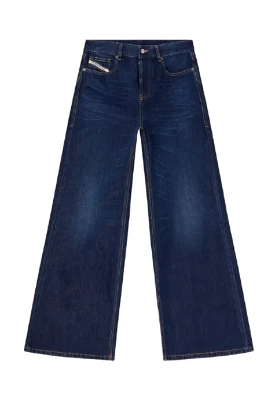 Diesel Wide-leg Jeans With High Waist In Blue