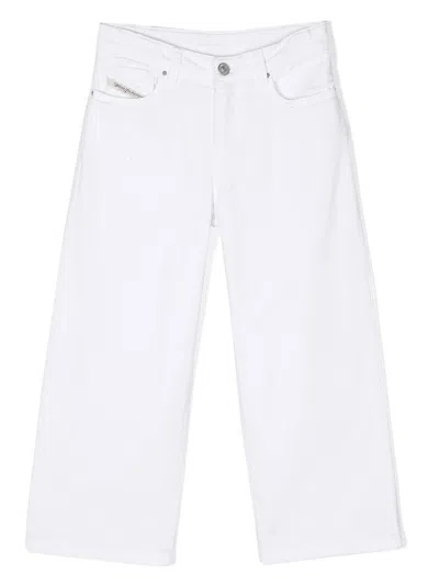 Diesel Kids' Wide-leg Straight Jeans In White