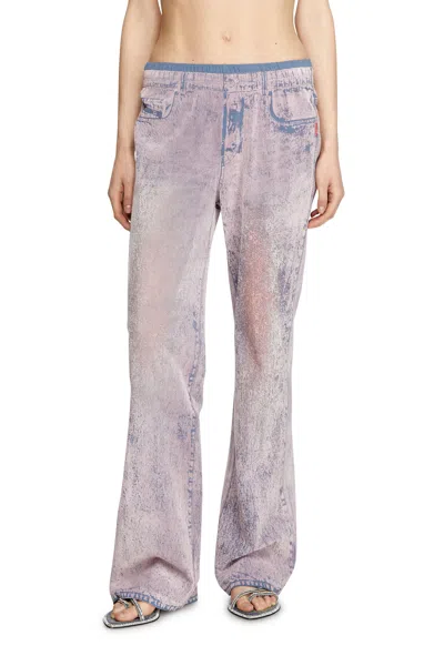 Diesel Wide Leg Sweat Pants With Bleach Treatment In Violet