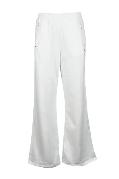Diesel Wide Leg Sweatpants With Elastic Waistband And Zippered Pockets In White