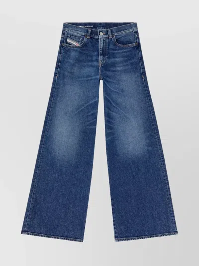 Diesel Wide-leg Trousers Belt Loops In Blue