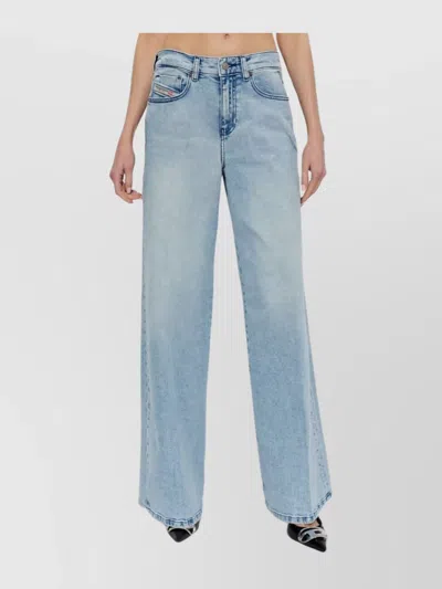 Diesel Wide-leg Trousers Belt Loops In Blue