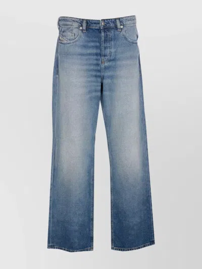 Diesel Wide Leg Trousers Dirty Effect In Blue