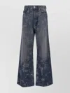 Diesel Wide-leg Trousers Distressed Texture In Blue