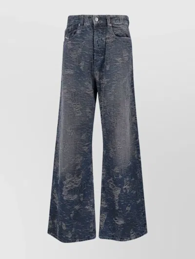 DIESEL WIDE-LEG TROUSERS DISTRESSED TEXTURE