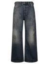 Diesel Wide-leg Vintage Wash Jeans With Distressed Detailing In Blue