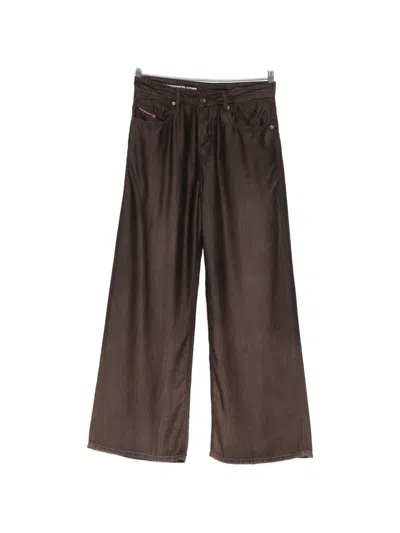 Diesel Wide-leg Denim Trousers In Brown