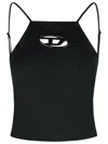 Diesel Women Black Stretch Polyester Blend T-wilight Top In Black