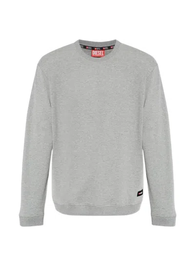 Diesel Willy-d-core Logo-patch Sweatshirt In Gray