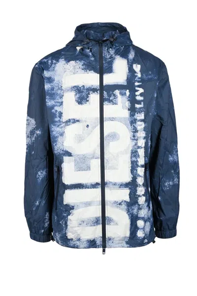 Diesel Windbreaker Jacket - Blue/white