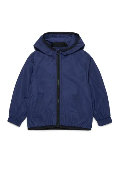 Diesel Babies' Giacca Windbreaker Con Maxi Logo Oval D In Blue