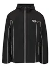 Diesel Contrast Piping Logo-patch Windbreaker In Black