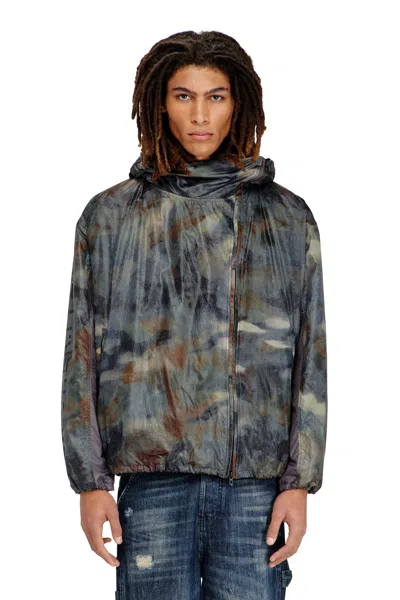 Diesel Windbreaker With Abstract Print In Multi