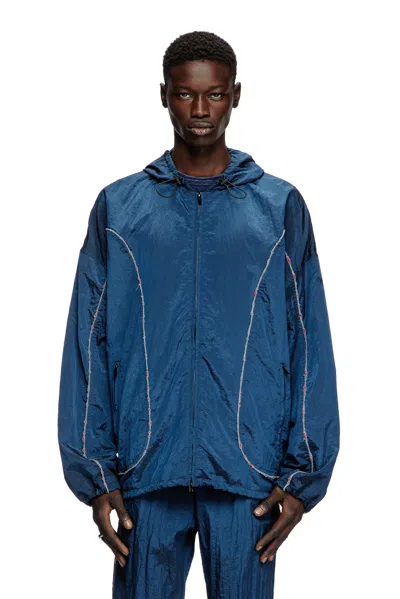 Diesel Windbreaker With Destroyed Piping In Blue