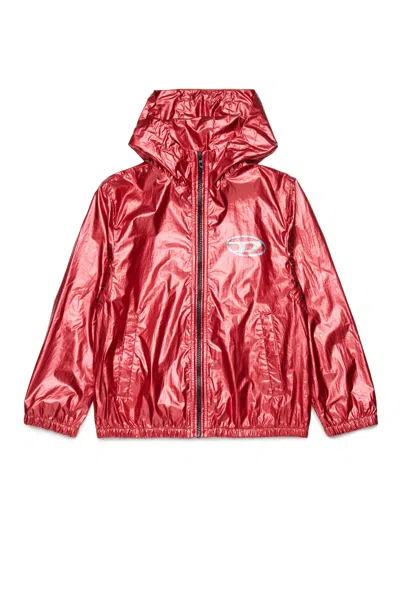 Diesel Windbreaker With Printed Logo In Red