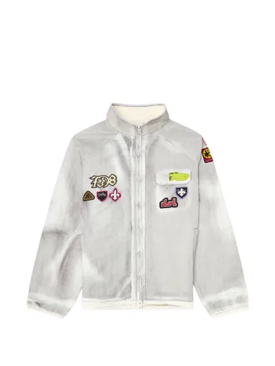 Diesel Windbreaker With Trompe L'oeil Patches In White