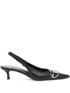 Diesel Venus Leather Slingback Pumps Kitten Heel In Black
