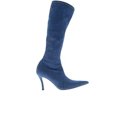 Pre-owned Diesel Wmns D-venus Knee High Boot 'blue' | Women's Size 7