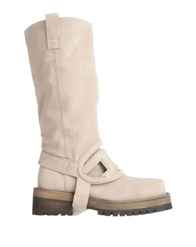 Diesel Woman Ankle Boots Beige Size 8.5 Leather In Neutral