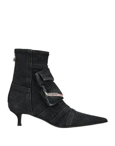 Diesel Woman Ankle Boots Black Size 7.5 Textile Fibers