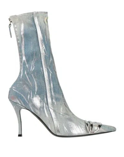 Diesel Woman Ankle Boots Blue Size 7.5 Textile Fibers In Multi