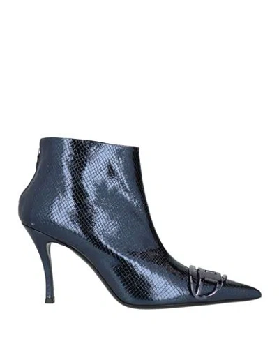 Diesel Woman Ankle Boots Midnight Blue Size 7.5 Textile Fibers