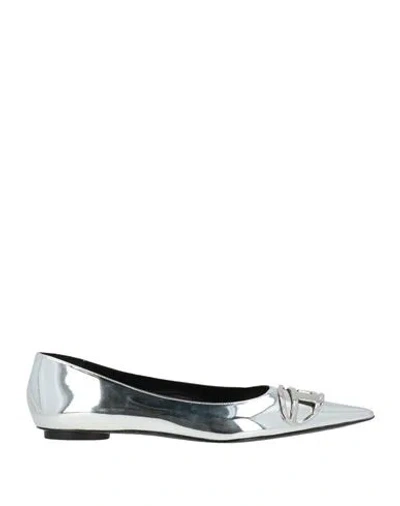 Diesel Woman Ballet Flats Silver Size 6 Polyurethane