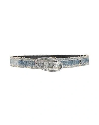Diesel Woman Belt Blue Size 38 Cotton, Cow Leather