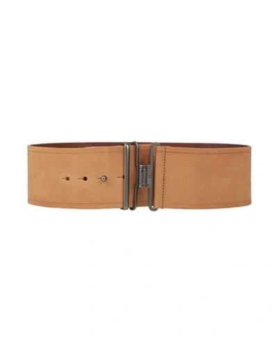 Diesel Woman Belt Camel Size 38 Cow Leather In Beige