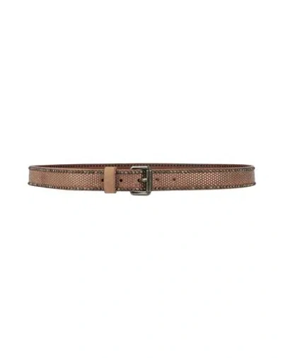 Diesel Woman Belt Camel Size 38 Leather In Beige
