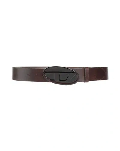 Diesel Woman Belt Dark Brown Size 36 Cow Leather, Zamak In Gray