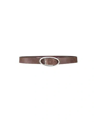 Diesel Woman Belt Khaki Size 30 Bovine Leather In Beige