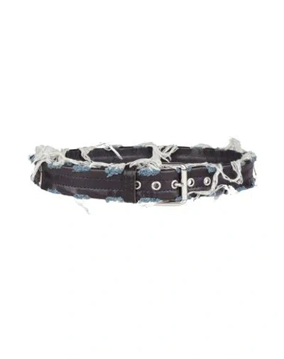 Diesel Woman Belt Midnight Blue Size 36 Leather, Textile Fibers