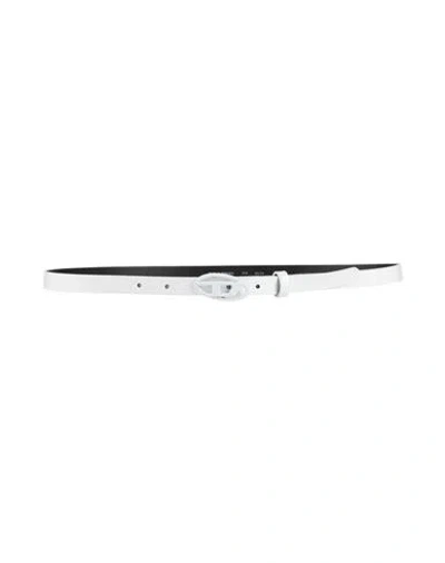 Diesel Woman Belt White Size 39.5 Cow Leather, Zamak