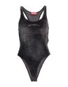 Diesel Woman Bodysuit Charcoal Size L Viscose, Polyester In Grey