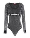Diesel Woman Bodysuit Charcoal Size S Cotton, Elastane In Grey