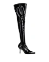 Diesel D-ten & Half-glossy Knee-high Boots With Curved Heel In Black