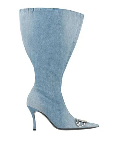 Diesel Woman Boot Blue Size 8.5 Textile Fibers