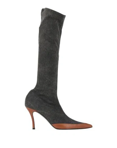 Diesel Woman Boot Charcoal Size 7 Textile Fibers In Grey