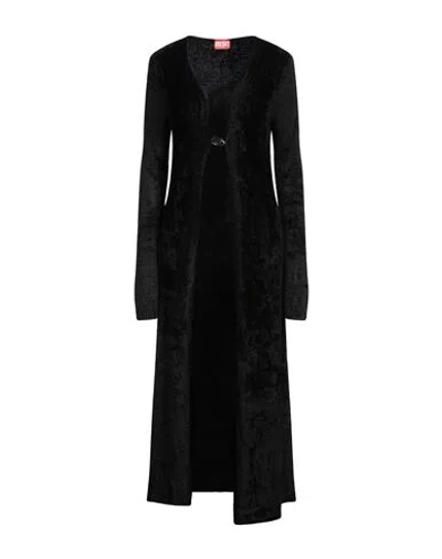 Diesel M-carol Viscose Blend Knit Long Cardigan In Black