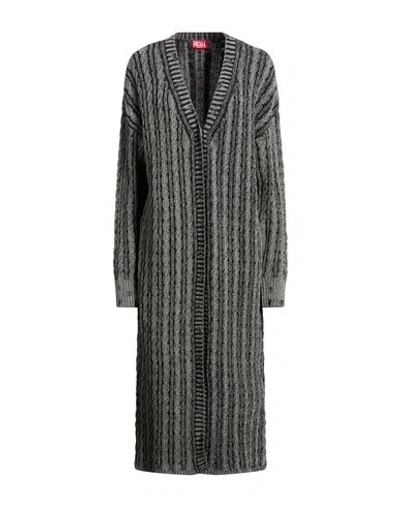 Diesel Woman Cardigan Charcoal Size L Cotton In Gray