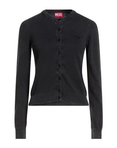 Diesel Woman Cardigan Charcoal Size Xs Cotton In Black