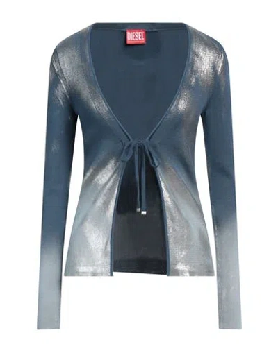 Diesel Woman Cardigan Slate Blue Size L Cotton