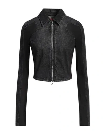 Diesel Woman Denim Outerwear Black Size L Cotton, Hemp