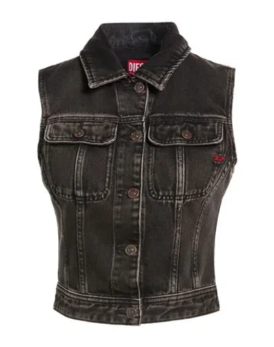 Diesel Woman Denim Outerwear Black Size M Cotton