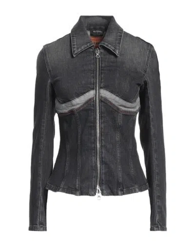 Diesel Woman Denim Outerwear Black Size M Cotton, Elastane