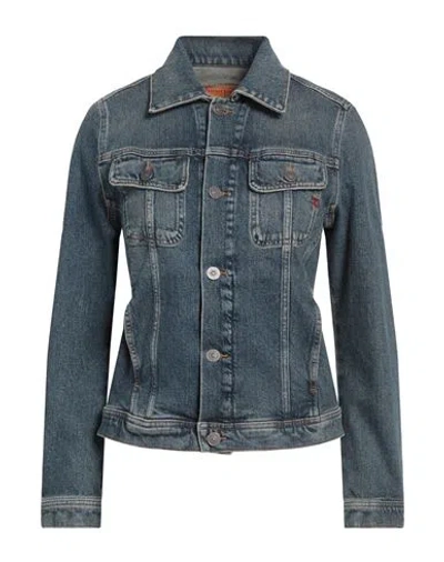 Diesel Woman Denim Outerwear Blue Size L Cotton, Hemp, Elastane