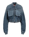 Diesel Woman Denim Outerwear Blue Size L Cotton, Polyester, Elastane In Blue