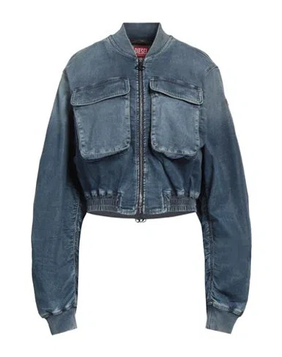 Diesel Woman Denim Outerwear Blue Size L Cotton, Polyester, Elastane